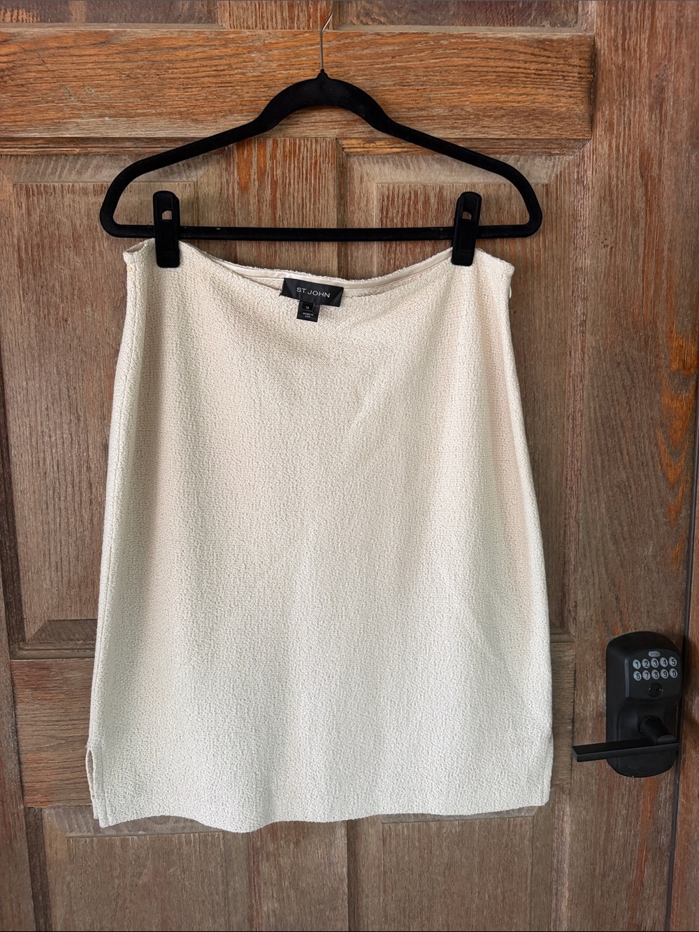 St. John Cream A-Line Knit Skirt Sz 12